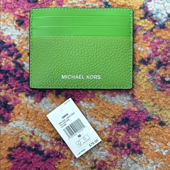 Michael Kors Vibrant Green Card Holder - Picture 1 of 4